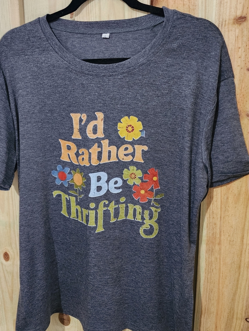 Graphic Short Sleeve Tee - Gray "I'd Rather Be Thrifting" Brand NEW